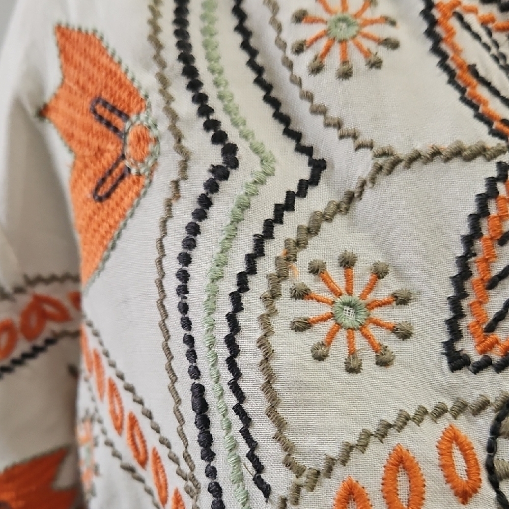 Lovestitch Vibrant Orange and Cream Embroidered Bomber Jacket - Picture 4 of 14